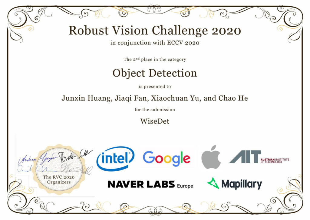 Wisers wins runnerup in ECCV Robust Vision Challenge 2020